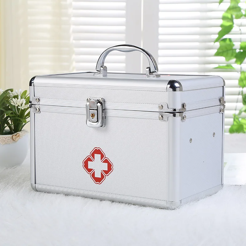 Двухслойная медицинская коробка из алюминиевого сплава, переносная аптечка для кемпинга, аптечка для путешествий, для выживания, для экстренной медицинской помощи, органайзер для хранения