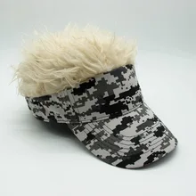 Белый фиолетовый Новинка Кепка в стиле унисекс поддельные чутье для волос солнцезащитные козырьки мужские женские парик накладка из искусственных волос забавные волосы потери модные подарки шапочка для гольфа