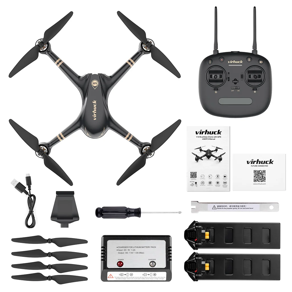 

Virhuck V-6 RC Drone 1080P FHD 5G Wi-Fi FPV Camera GPS Auto Return Home(RTH) Brushless Motor For Adults Beginners Best Gift Toys