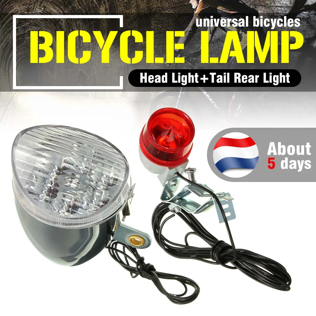 

New Arrival Friction Generator Motorized 6V 3W Night Cycling Bicycle LED Headlight Bike Tail Rear Light Kit for Outdoor Sports
