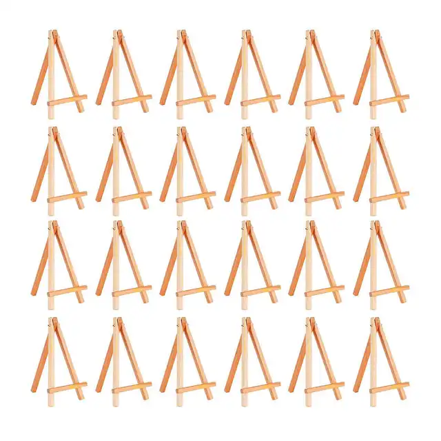 24 Pack Mini Wood Display Easel Wood Easels Set For Paintings Craft Small Acrylics Oil Projects 1