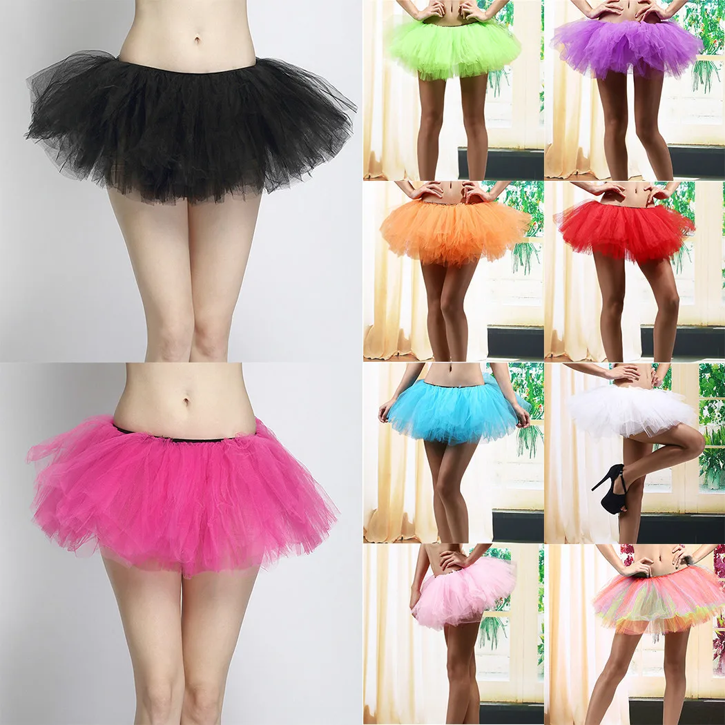 Womens Adult Tutu Tulle Skirt Petticoat Dance Rave Neon Party Halloween
