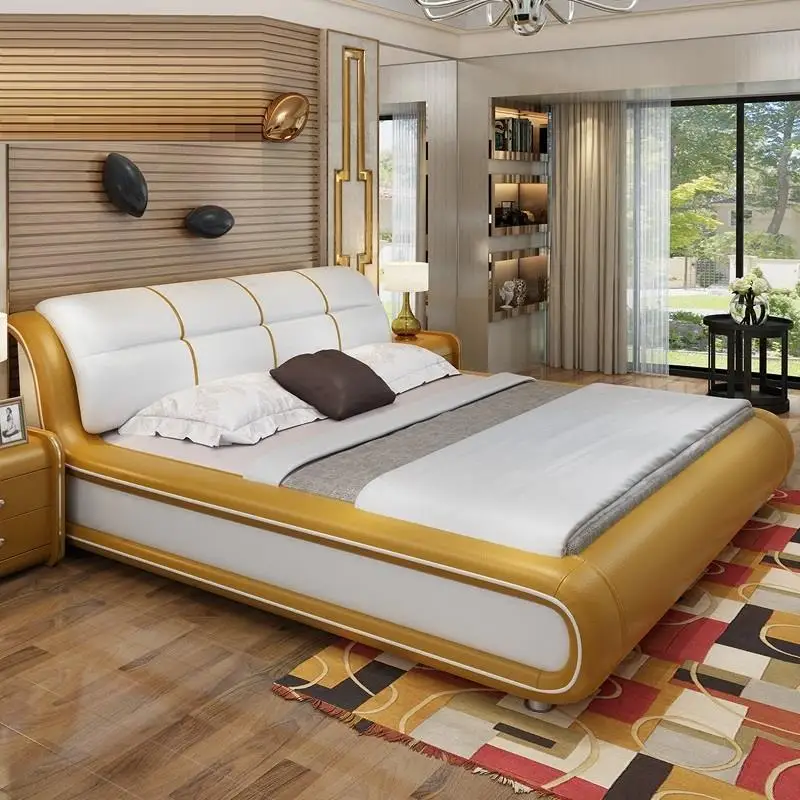 Meuble Maison Tempat Tidur Tingkat Matrimonio Infantil bedroom Set Yatak Modern Leather Moderna De Dormitorio Cama Mueble Bed