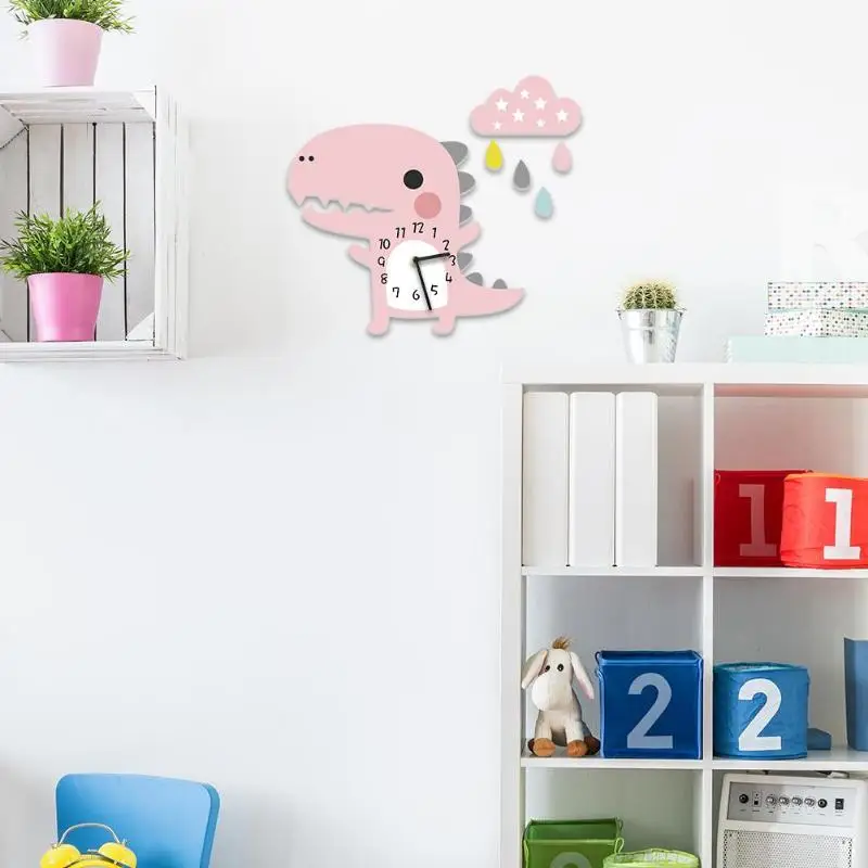 3D DIY мультфильм динозавр животное Часы настенные стикеры Спальня украшение дома дети ребенок гостиная домашние часы время