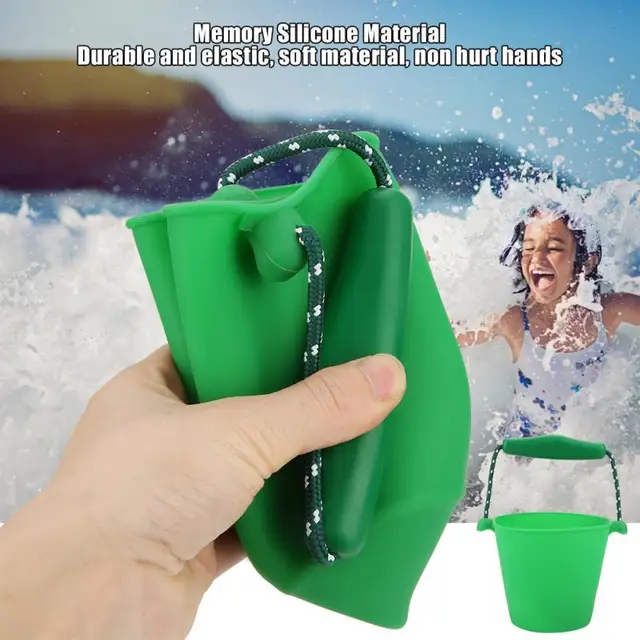 4 Colors Beach Bucket Silicone Folding Hand-held Barrel Toy Baby Kids Shower Bath Toy Sand Dabbling Pour Water Toy 4