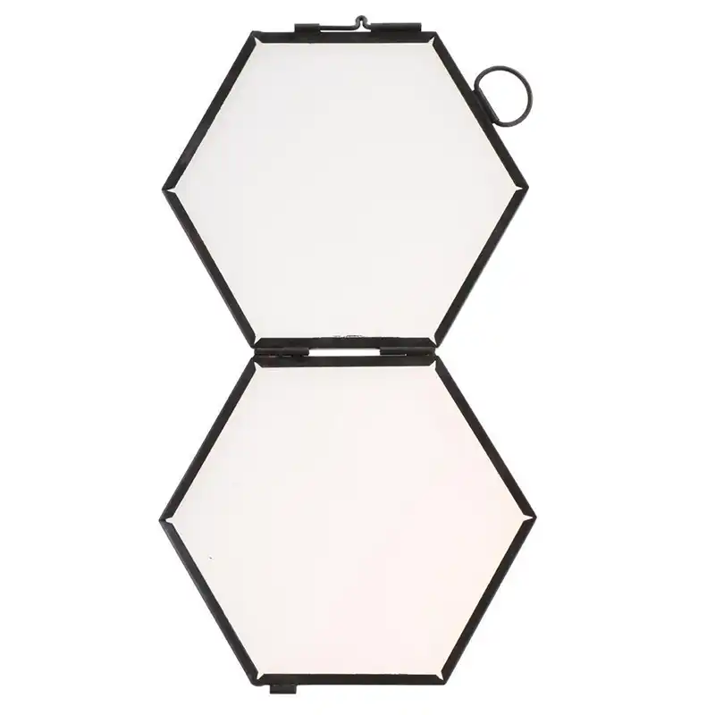 5 Pieces Nordic Hanging Photo Frame Hexagon Metal /& Glass Poster Frame Black