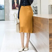 Весна и лето Высокая талия вязаная юбка Женская Хип посылка юбки универсальные трикотажные юбки женские SJ1472