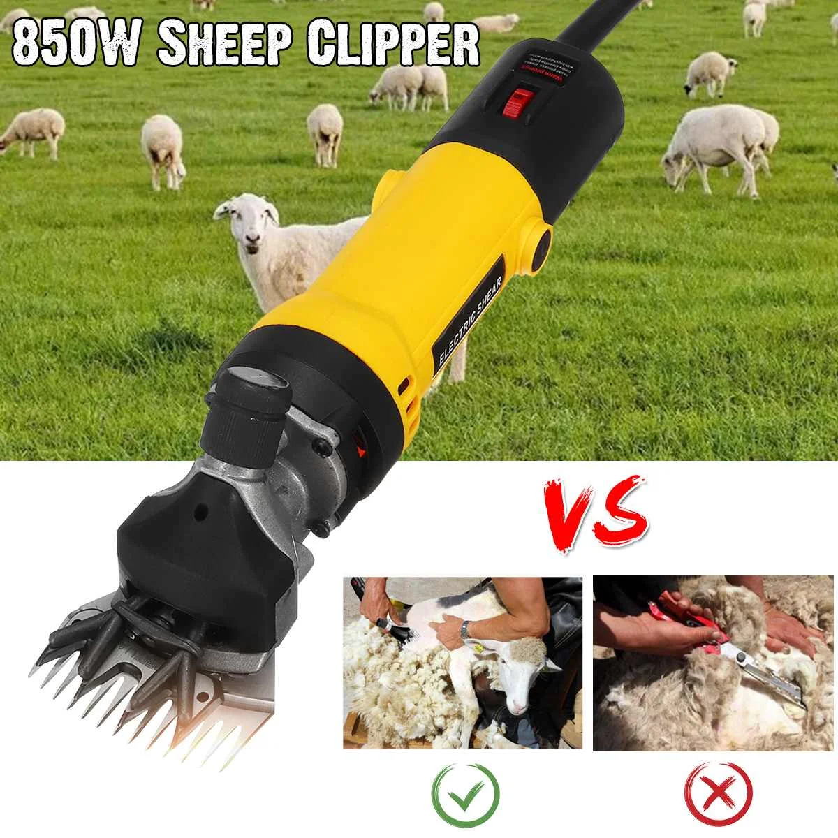 

850W EU Plug Electric Sheep Pet Hair Clipper Shearing Kit Shear Wool Cut Goat Pet Animal Shearing Supplies Farm Cut Machine