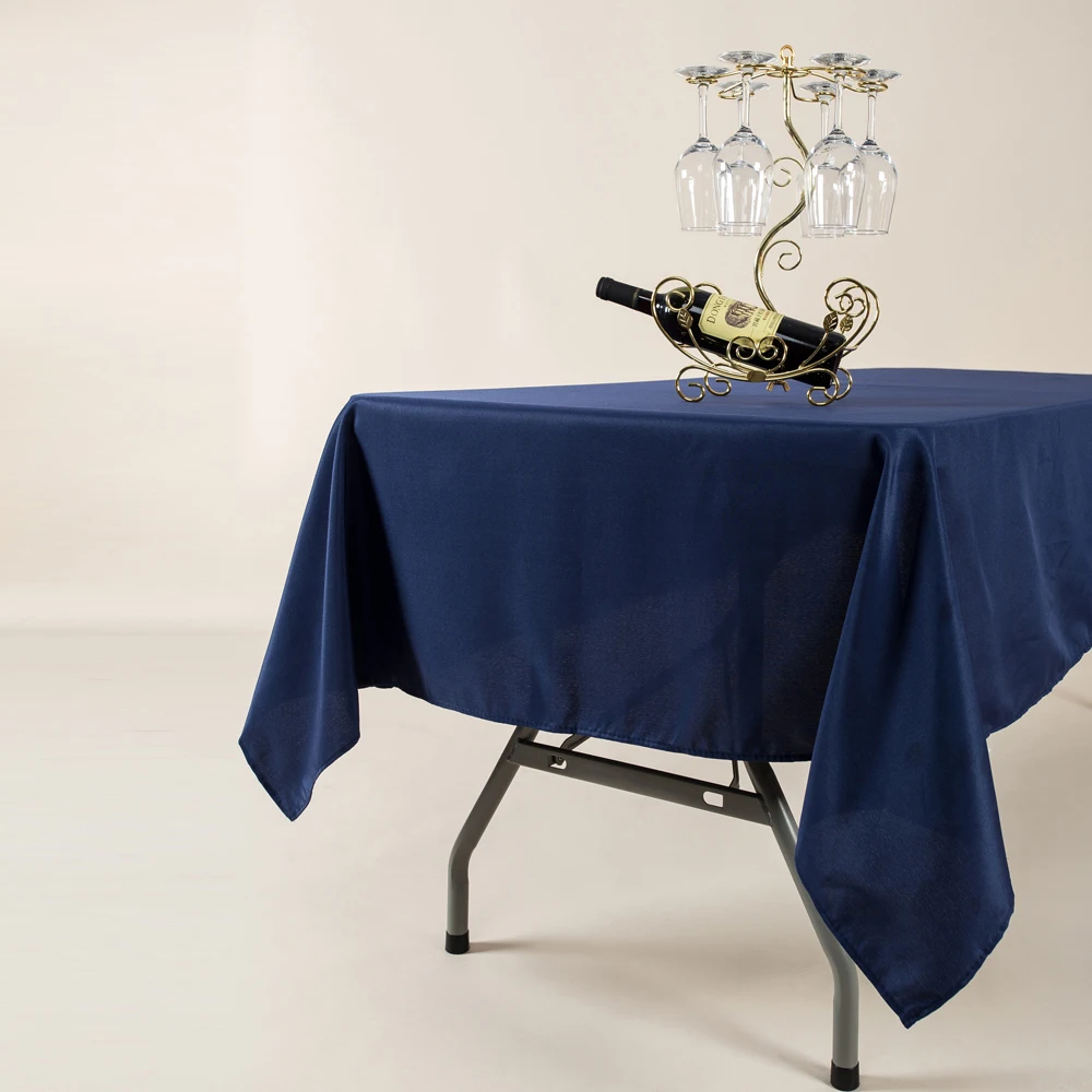 

YRYIE Polyester Fabric White Rectangular Tablecloth Navy Blue Plain Table Cover For Weddings Event Hotel Banquet Tablecloth