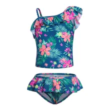 AmzBarley купальный костюм для новорожденных из двух предметов, летний костюм для маленьких девочек с рюшами купальник с одним плечом, купальная одежда