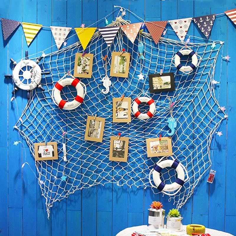 100 200cm Fish Net Hanging Ornaments Mediterranean Style 3d