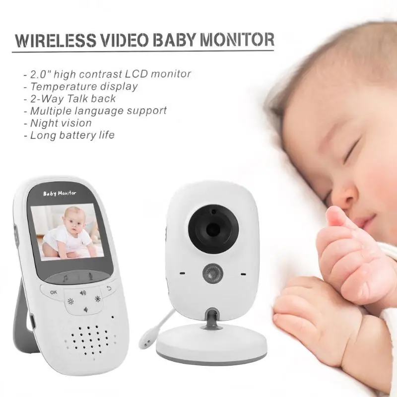 

VB602 Wireless Video Baby Monitor 2.0 inch Nanny Camera 2 Way Talk Night Vision IR LED Temperature Monitor Infant Baby Sleep Cam