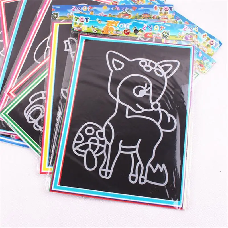 

New Cartoon Scratch Painting - A4 Large DIY Primary School Students Scratching Paper Scraping Drawing Toys For Children P4R