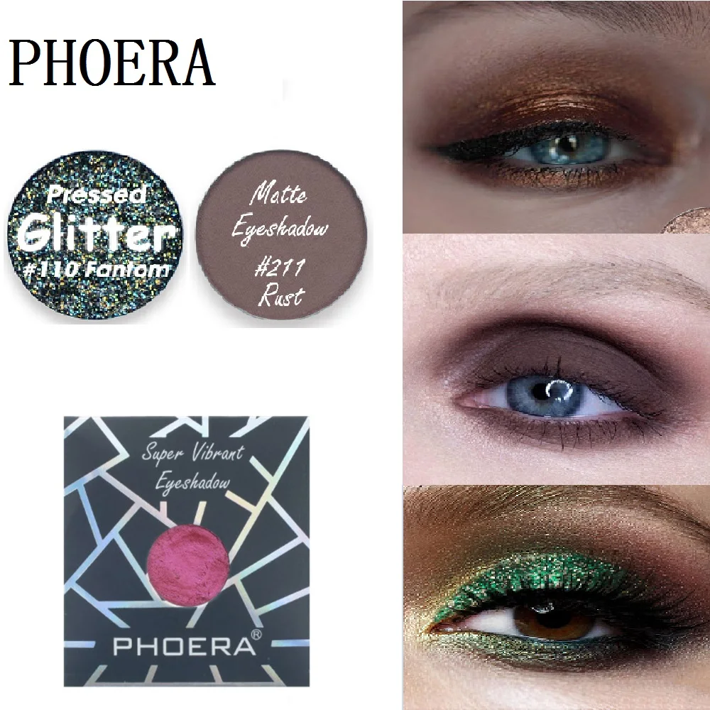 PHOERA Mini 36 оттенков мерцающие матовые блестящие тени для век монохромная