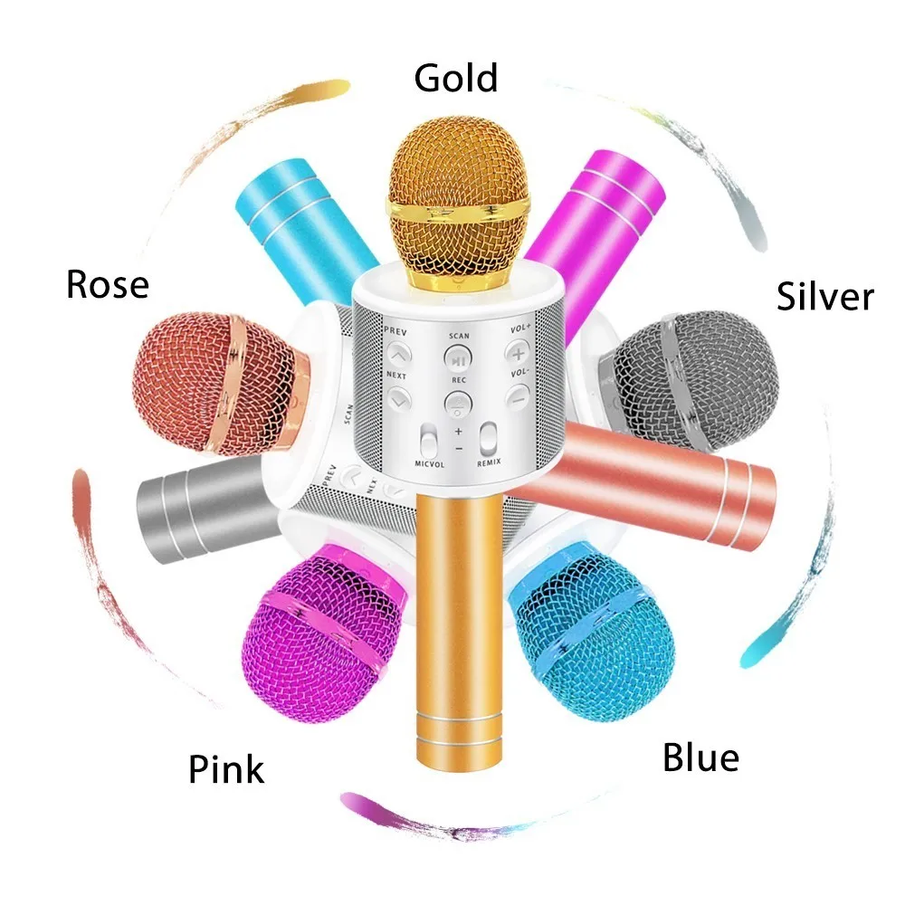 Ceny WS 858 mikrofon bluetooth bezprzewodowy profesjonalny kondensator dźwięku karaoke mic magiczny dźwięk mikrofon nagrywania studyjnego studio Майка