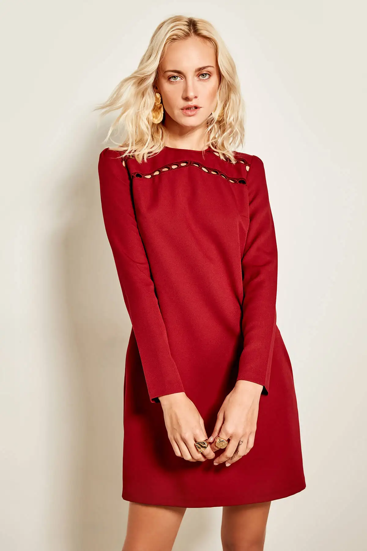 Trendyol Bordeaux Classic Dress TOFAW19LJ0150in Dresses from Women's