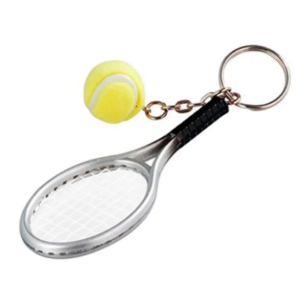 

1 piece Mini Tennis Racket Keychains Creative Alloy Tennis Ball Racket Keyring\ Keychains keychain Best Gift for Sports Enthus