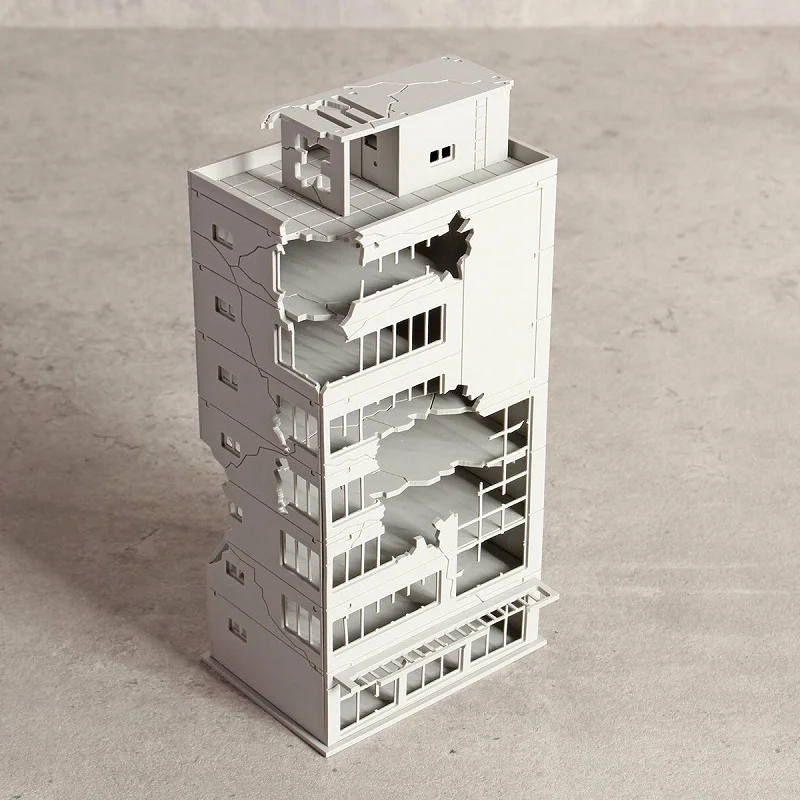 N масштаб 1:144 белый поврежденный Outland здание после войны сборка модели игрушки