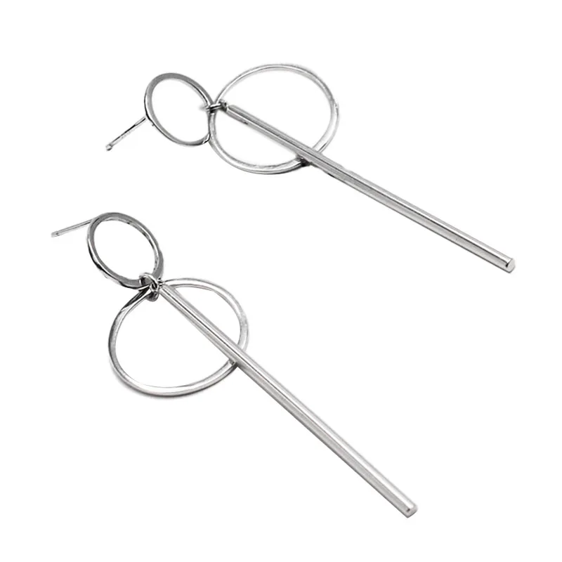 

Fashion Earrings Punk Simple Long Section Tassel Pendant Size Circle Earrings