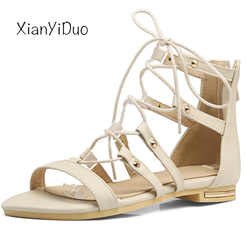 Xianyiduo2019 летняя модная женская обувь сандалии на плоской подошве с перекрестными