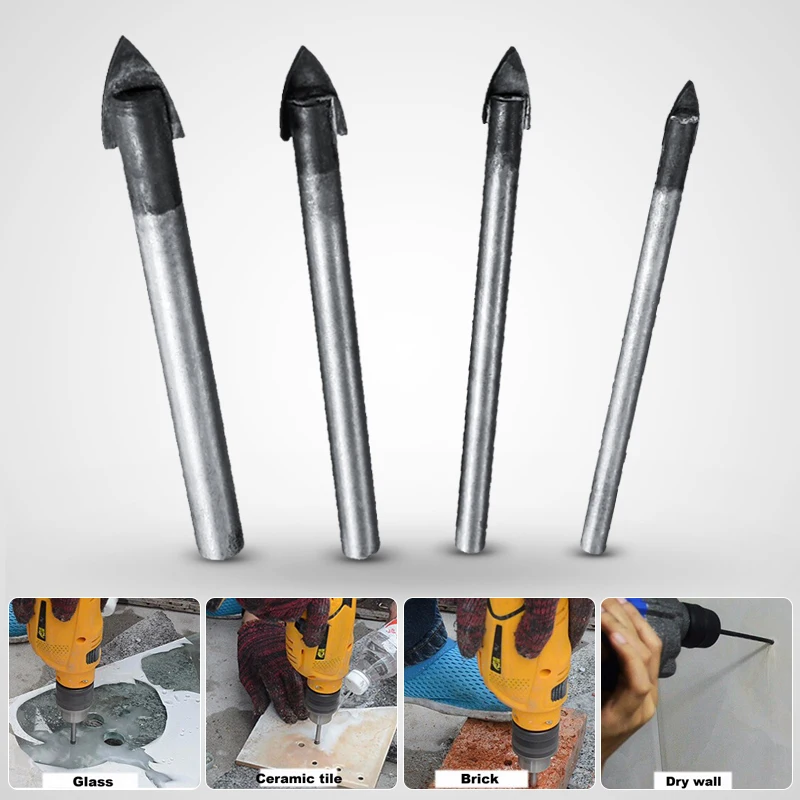 Beste 4 st Gereedschap Keramische Tegel Glas Spiegel Boor Set 4mm 6mm 8mm 10mm bits Glas opener Voor Metselwerk Boren Duurzaam
