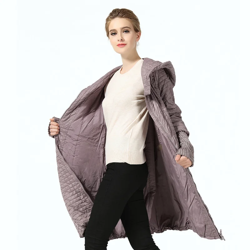 Women's Parka warm Winter Plaid Coat long plus size Jacket Female Casual Loose Cotton Padded Hooded Coats Woman AllureAmore