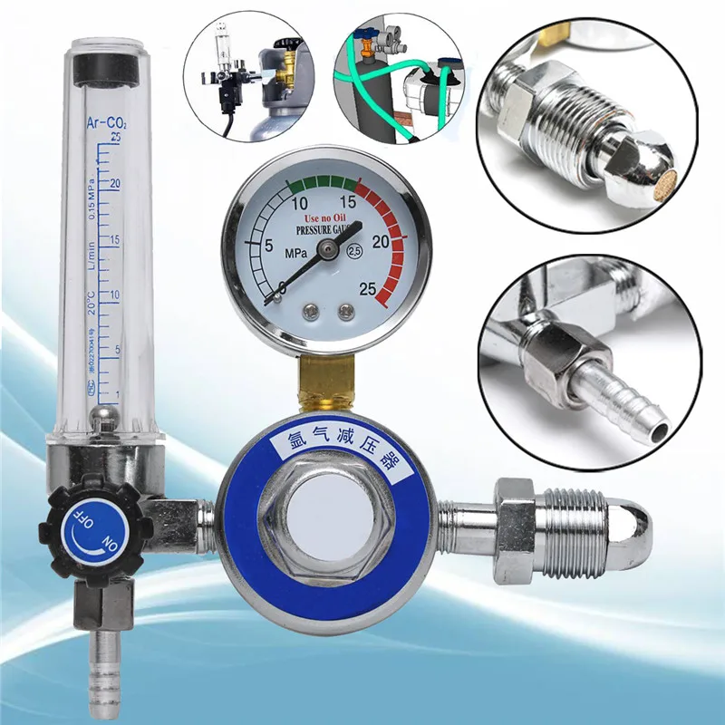 

New 15mpa Argon CO2 Pressure Gas Mig Tig Flow Meter Regulator Welding Gauge Welder G5/8-14 Inlet Thread