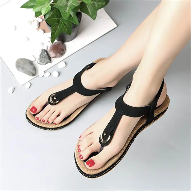 NIS Elastic T strap Clip Top Women Sandals Summer Flip Flops Flat Sandals Beach Shoes Woman 
