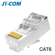 CAT6 RJ45 разъем 8P8C модульный разъем для компьютера UTP Ethernet кабель, позолоченный гигабитный сетевой обжимной экранированный Кристалл головка