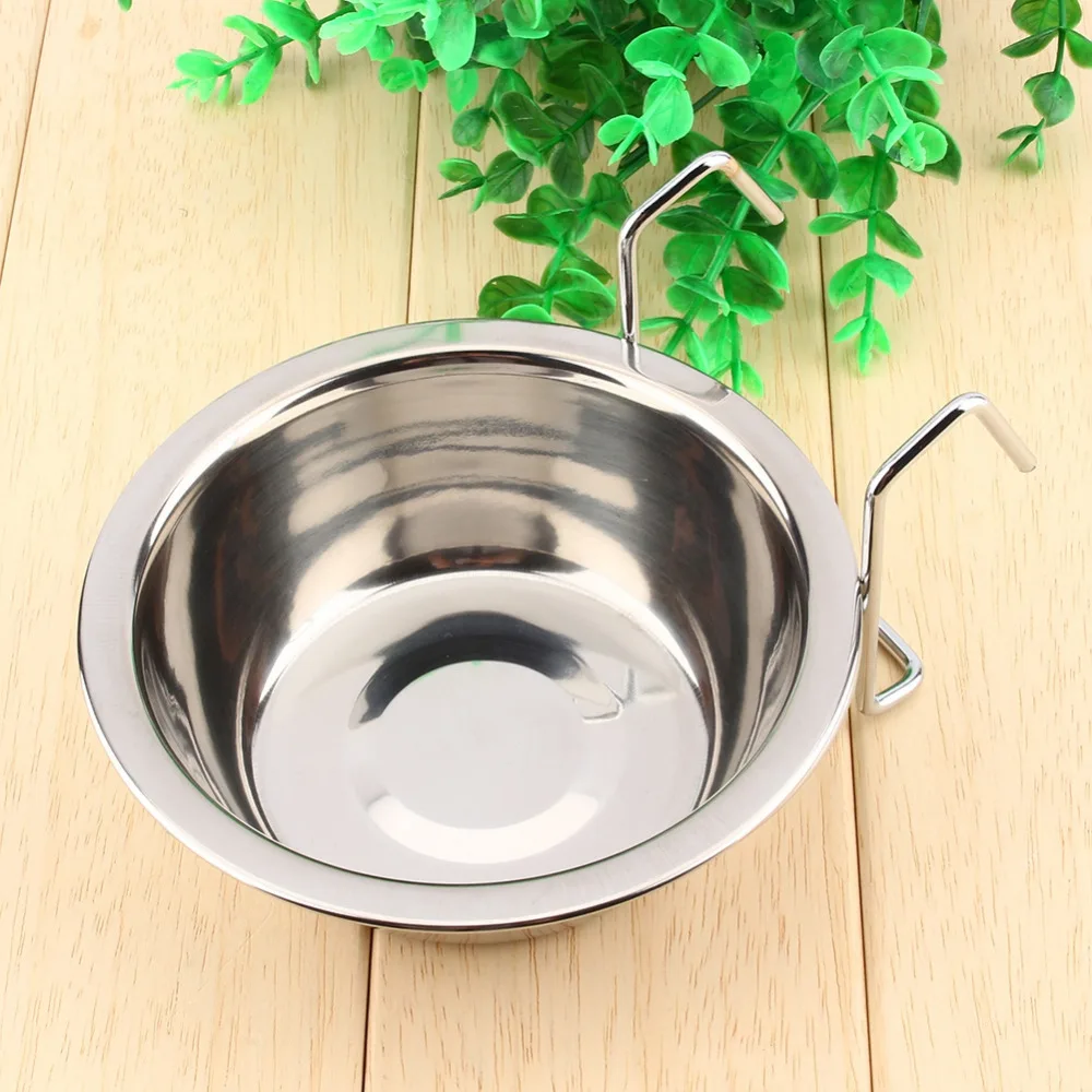 

Pet Stainless Steel Dog Bowl for Rabbit Bird Dog Puppy Food Water Cage Cup Clamp Dog Dish Feeder Goods