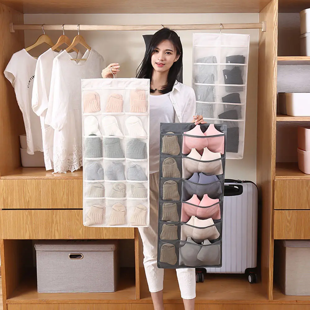 Double sided Hanging Bag Socks Bra Underwear Rack Hanger Storage