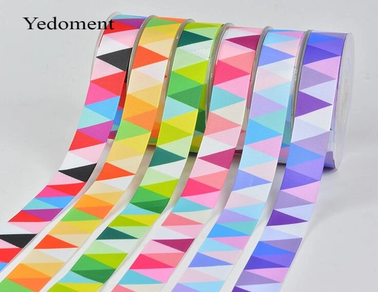 

17072804,New arrival 10 yards/lot triangle printed grosgrain ribbons cartoon ribbon DIY handmade materials