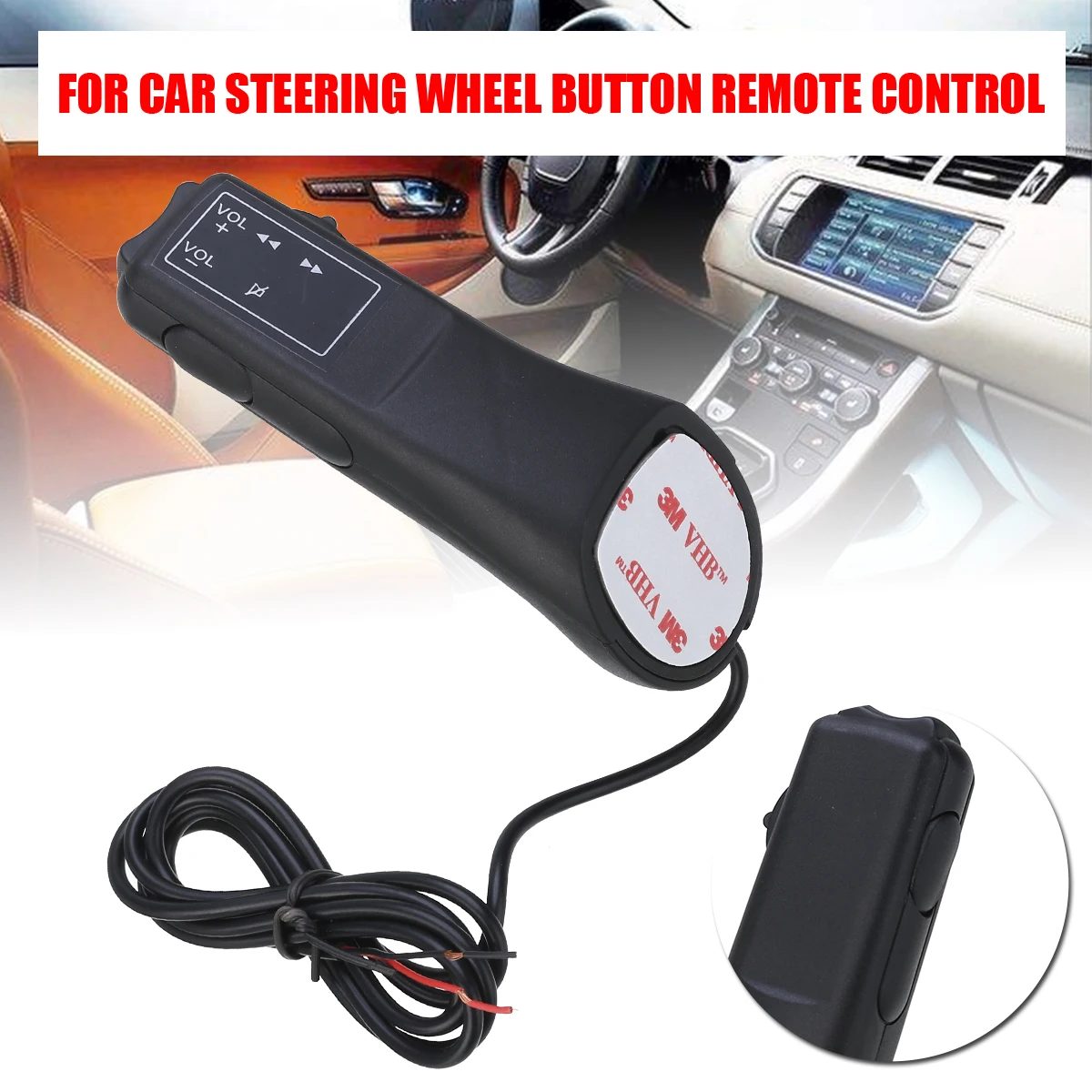 Universal 1 pc volante de coche Control remoto Botón de tallo para Bluetooth Radio DVD GPS con cinta adhesiva Universal 1 pc volante de coche Control remoto Botón de tallo para Bluetooth Radio DVD GPS con cinta adhesiva