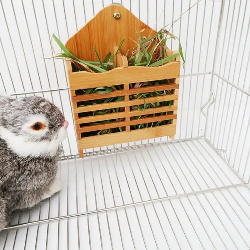Animals Cage Accessories Hay Manger Hay Feeder Rabbit Bamboo Grass