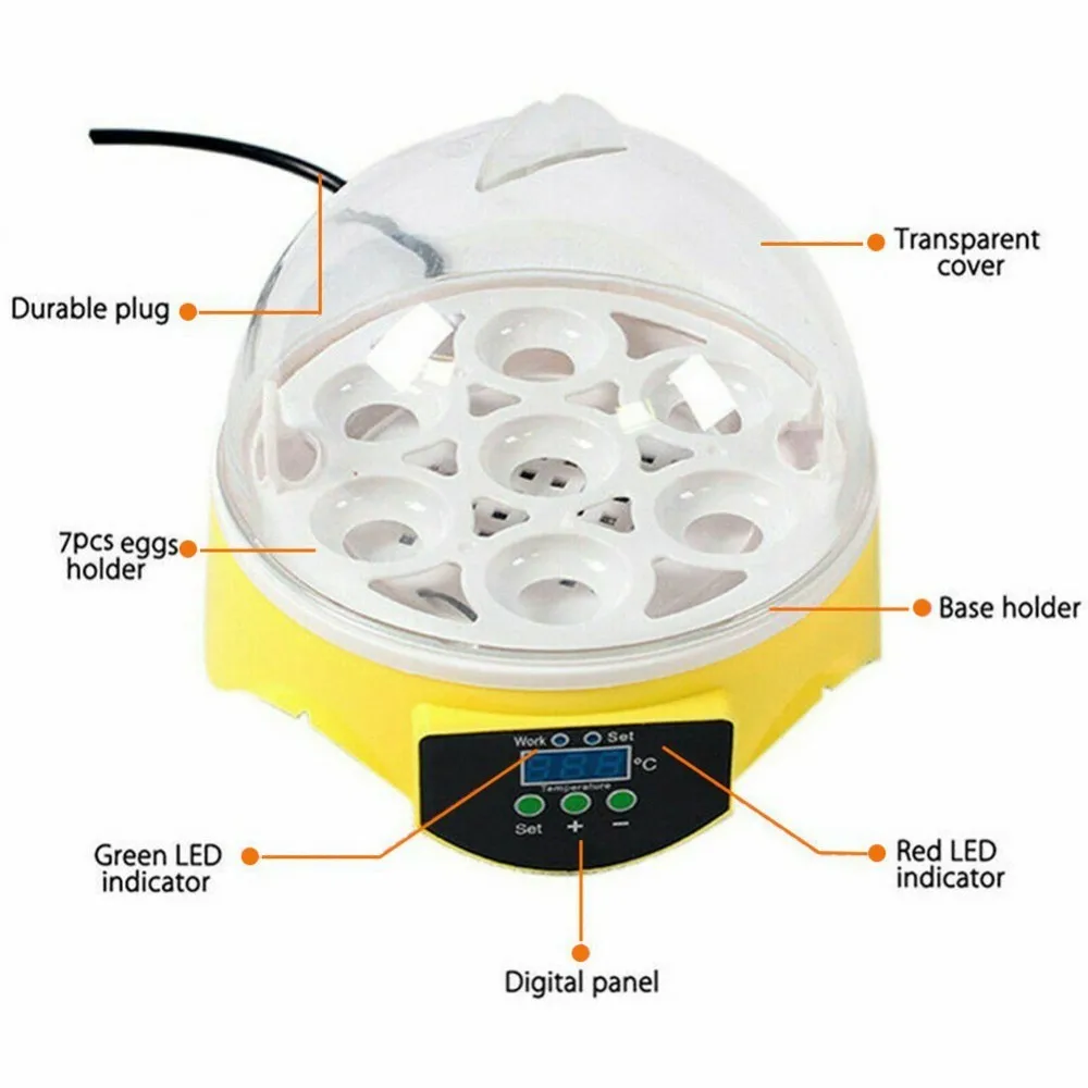 Мини-инкубатор для яиц 7 яиц вместительный инкубатор, машина для приготовления куриных уток инкубатор для яиц электронный автоматический инструмент для инкубаторов брудеров