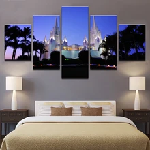 

5 Panels San Diego California Temple Picture Canvas Printed Nightscape Poster Modern Wall Art Home Decor For Living Room Artwork