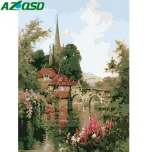 AZQSD безрамные DIY пейзажи Масляные картины по номерам на холсте настенные картины настенные художественные для гостиной украшения дома