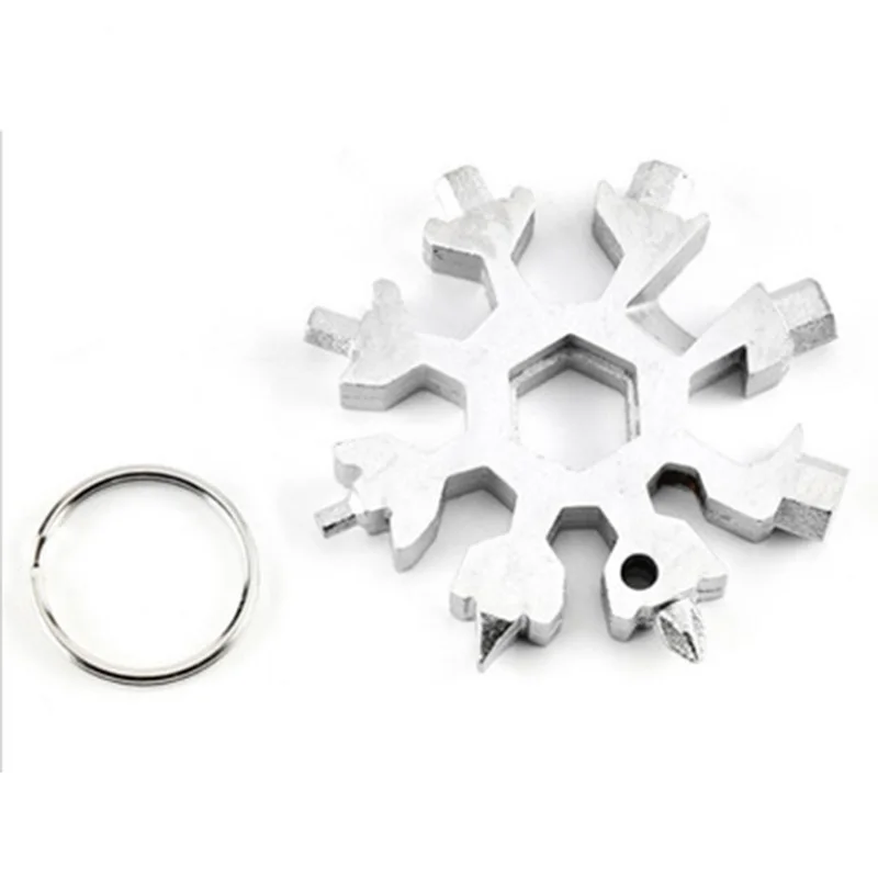 

18 In 1 Portable Snowflake Shape Tools Stainless Multi-tool Snow Keychain Tools