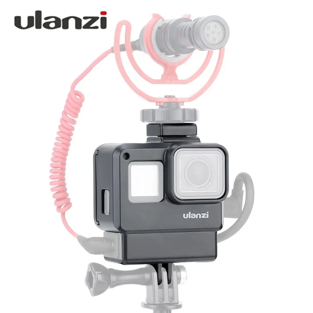 

Ulanzi V2 Vlog Case Action Camera Housing Shell Cage Frame with Cold Shoe Mount for GoPro Hero for Microphone+3.5mm Mic Adapter