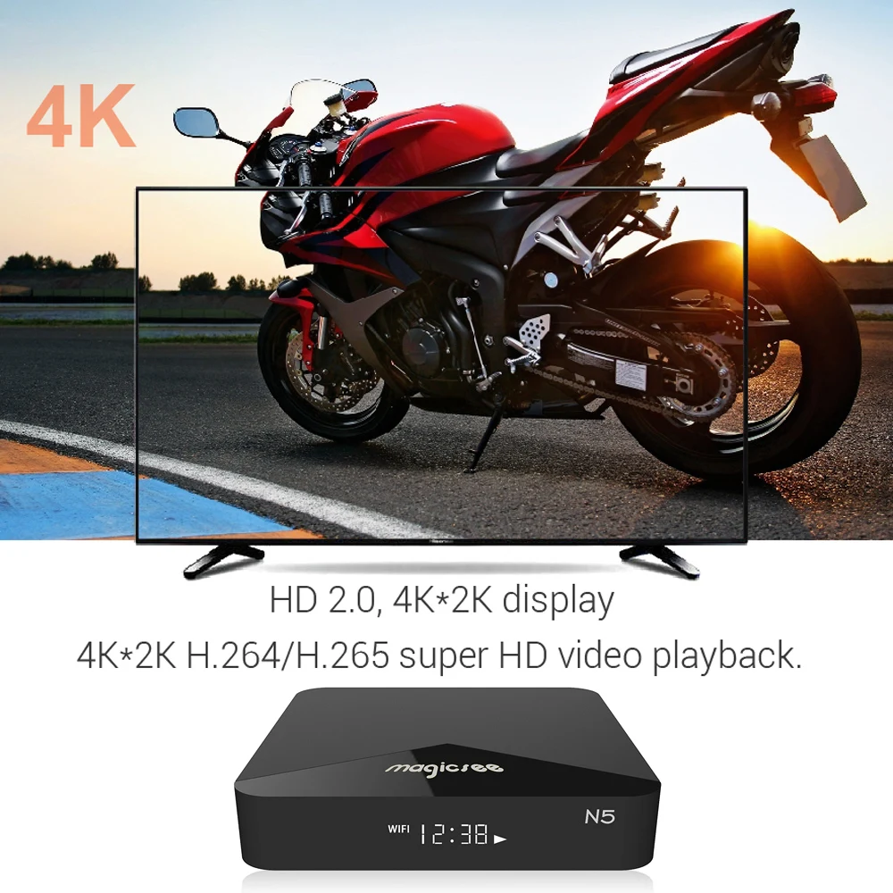 Magicsee N5 Android 7.1.2 TV Box 2GB / 16GB Amlogic S905X Quad core 4K 2 4G/5G Dual Band WiFi H.265 LED BT4.1 HD