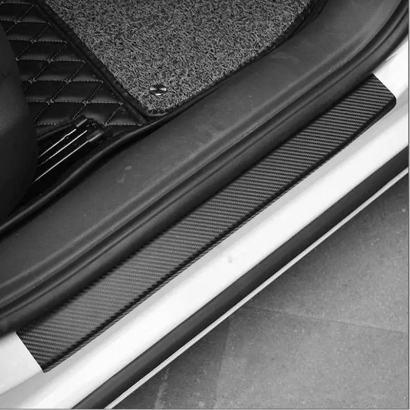 

4pcs Car Door Plate Sill Sticker Carbon Fiber Universal Anti Scratch Car Door Sticker None Slip Protection Film Scuff Stickers