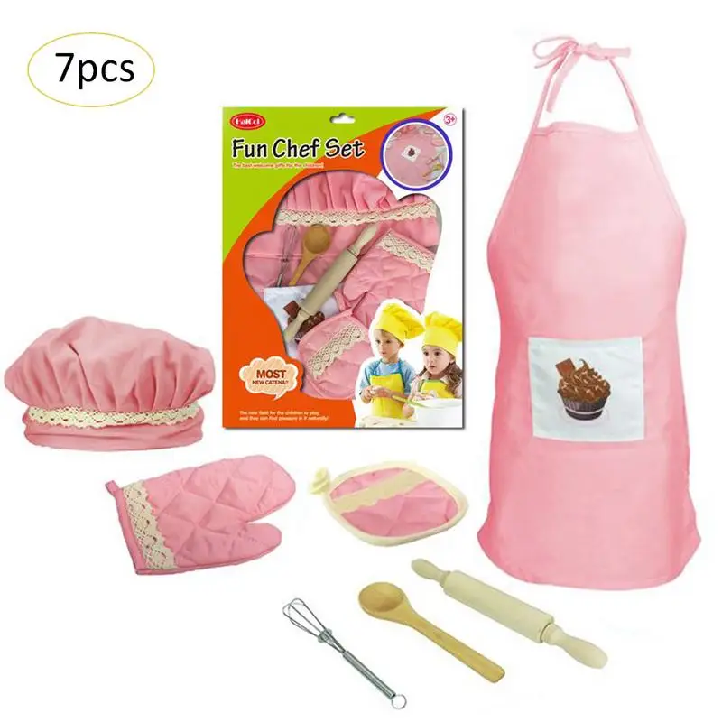 7pcs Kids Kitchen Toy Cooking And Baking Costume Hat Role Play With Family Interest Chef Amazing | Игрушки и хобби