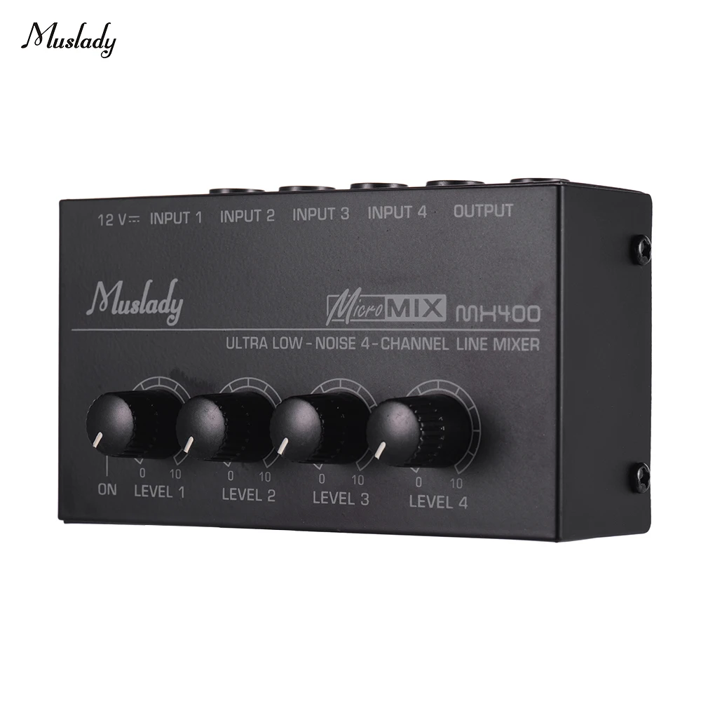 Muslady MX400 звуковой микшер ультра-компактный низкий уровень шума 4 канала линия моно аудио микшер с адаптером питания ЕС/США штекер