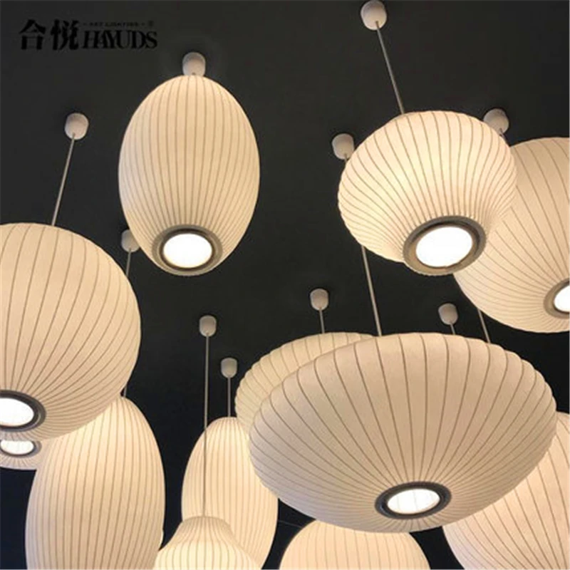 

Modern Silk Tatami Pendant Light Staircase Danish Dining Hall Bar Clothing Shop Pendant Lamp Lantern Lampshade Restaurant Lustre