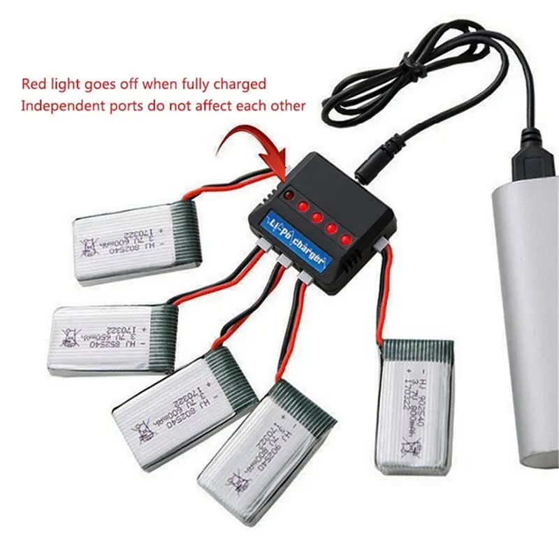 

3.7V Lithium Battery Charger 1-for-5 Intelligent Digital Charging Hub Super FunctionConvenient To Carry Adapter