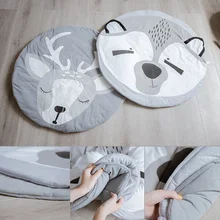 1 шт., 90*90 см, мягкие коврики для новорожденных, хлопок, одеяло для ползания, игр на открытом воздухе, круглые ковры для детской комнаты с мультяшными животными