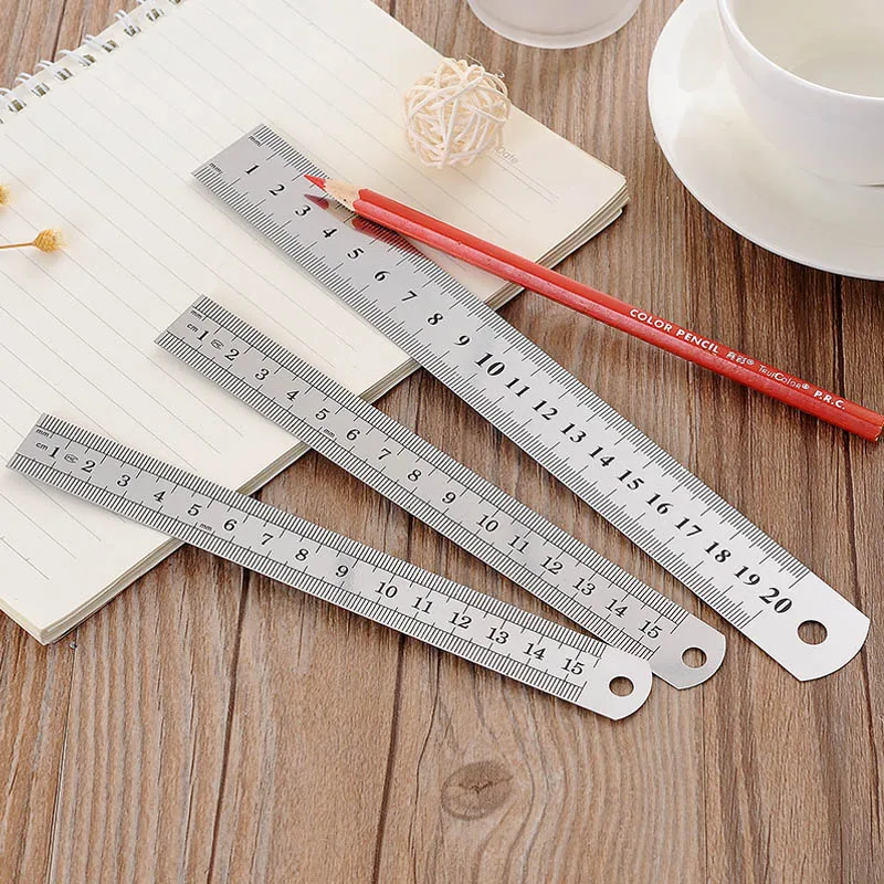 

15/20/30cm Metric Ruler Metal Ruler Precision Measuring Tool Double Sided Office Stationery Sewing Tool Accessory