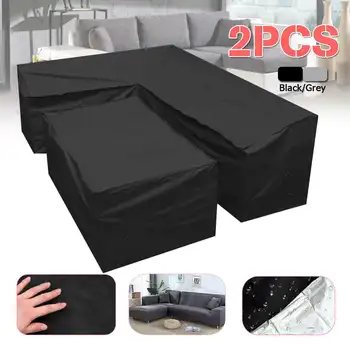 

2pcs Waterproof Outdoor Patio Garden L Shape Furniture Covers Rain Snow Chair Covers Sofa Table Chair Dust Proof Protector Cover