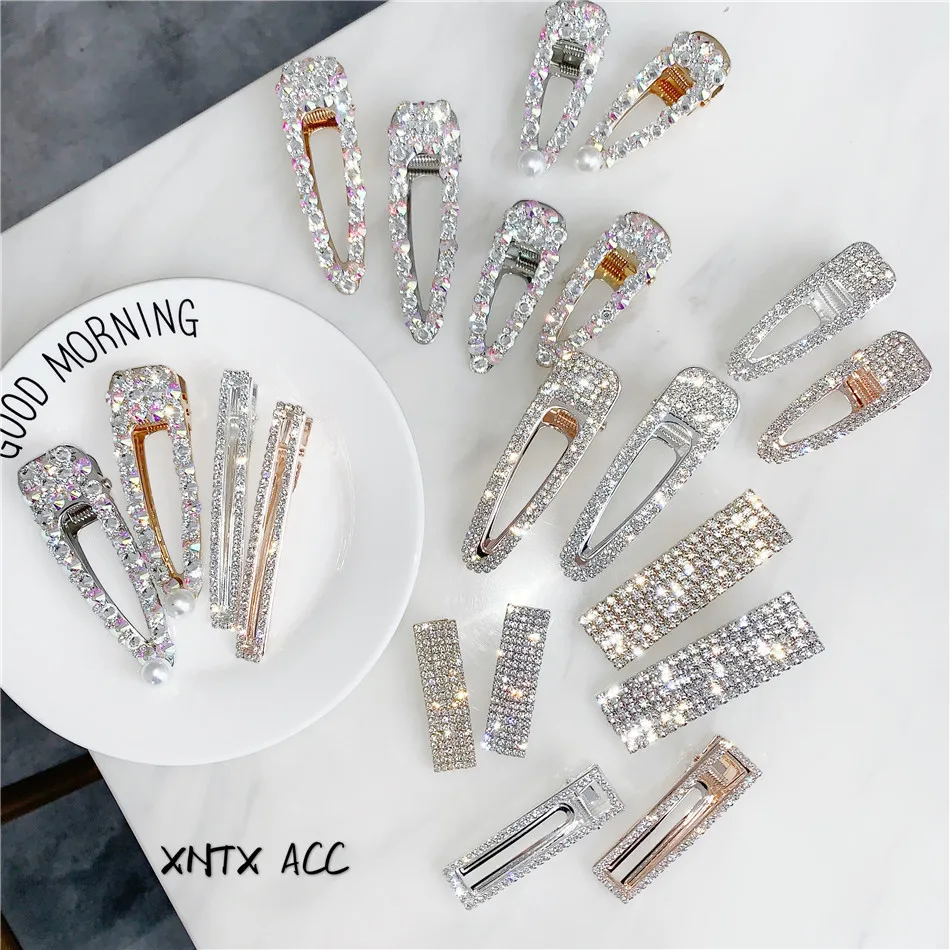 

Fashion Uper Flash Luxury Temperament Full Diamond Crystal Pearl Elegant Women Barrettes Hair Clip Hairgrips Hair Accessories
