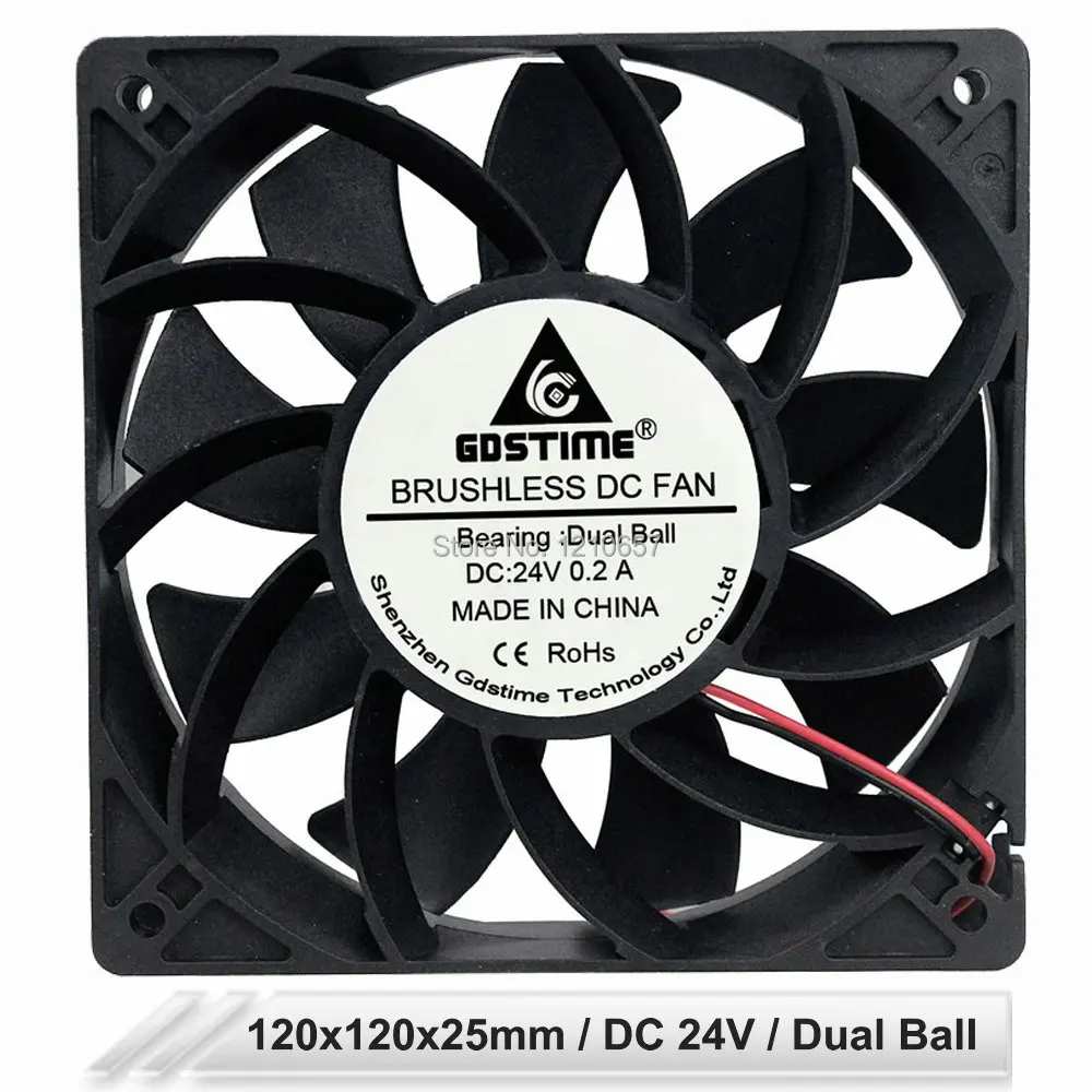 Gdstime 120 мм x 25 DC 24 В 2Pin 12 см 120x120x25 шарикоподшипник вентилятор охлаждения высокого